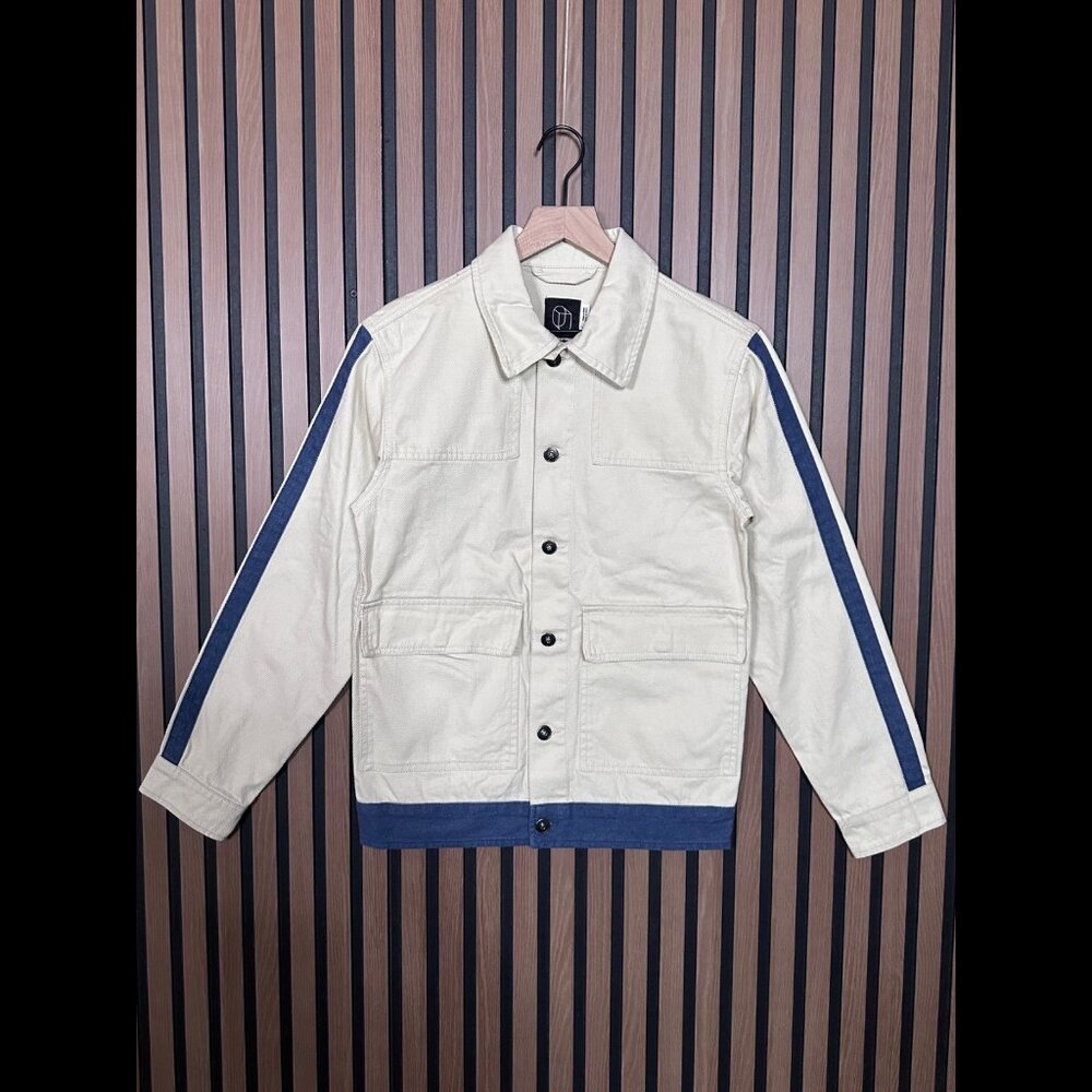 New Original Use Jean Jacket XS Mens Ivory Blue Colorblock Denim Target Trucker